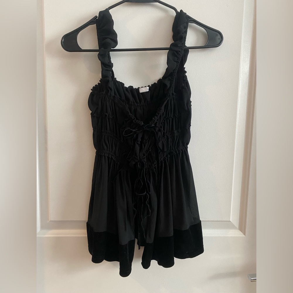 Kimchi Blue Black Ruffled Blouse